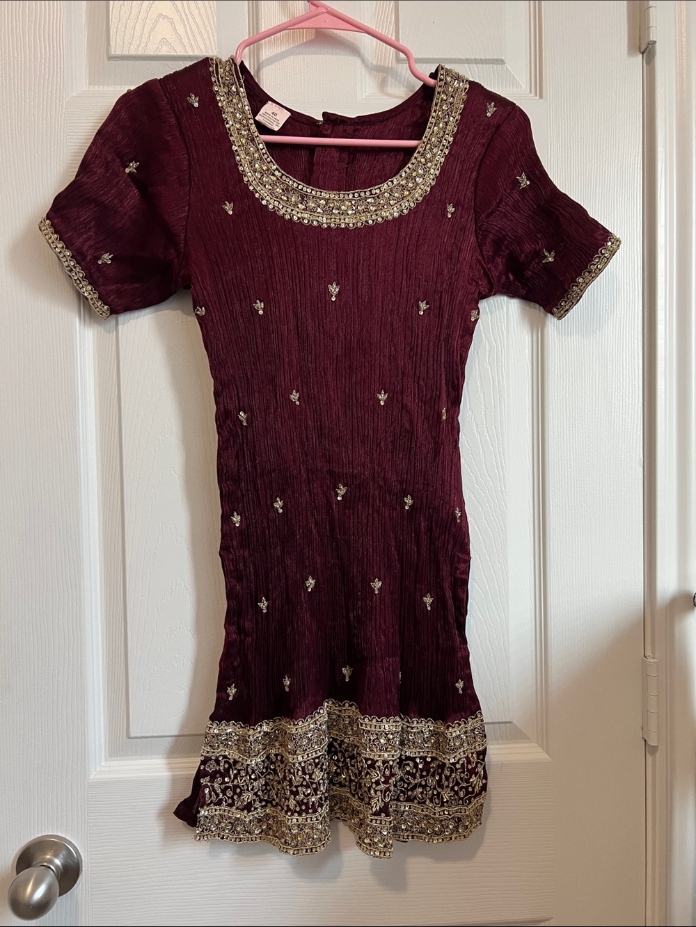 Girls Embellished Maroon Party Dress